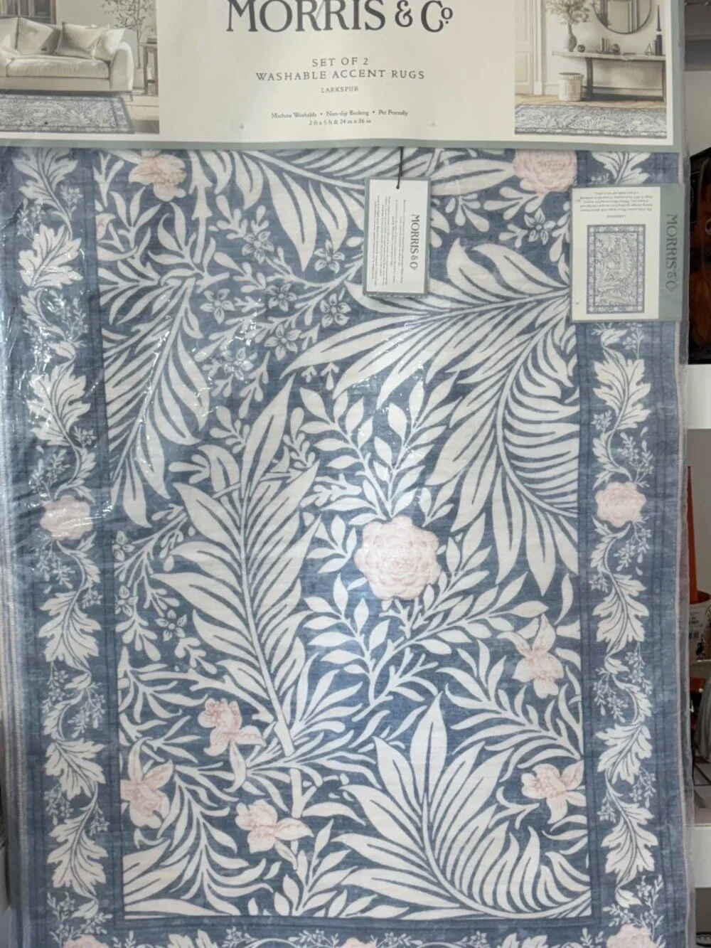2pc Morris & Co Larkspur Blue 2'x5' & 24